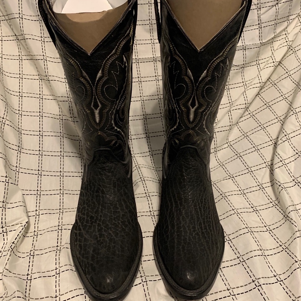 Darius Bros Black Boots. Black Shark Skin print 8D